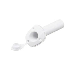 Plastic Boat Rod Holder with Cap | White