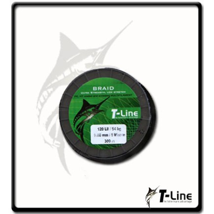 0.18mm - T-Line 8X Hard Coated Dark Green Braid - 300m | 20LB - 9kg