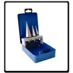 Step Drill Set 3 Piece HSS in Steel Case