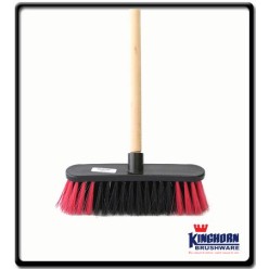 250mm - Plastic backed broom filled, soft - wooden handle | Kinghorn