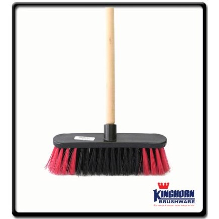 250mm - Plastic backed broom filled, soft - wooden handle | Kinghorn