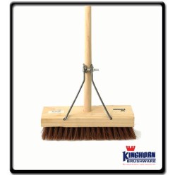 225mm - Deck Scrub - wooden handle, metal wire support  - STIFF bristle | Kinghorn