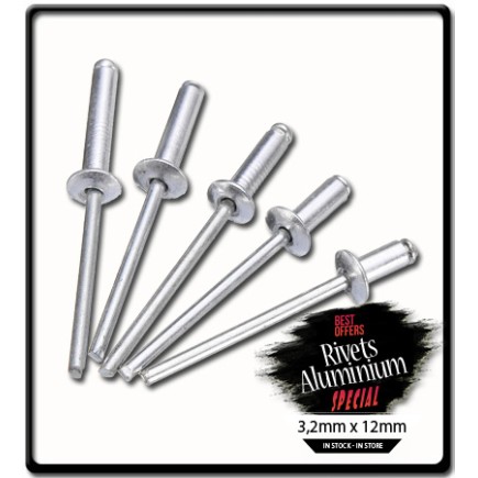 3.2mm x 12mm Blind Rivet Aluminium | PK25