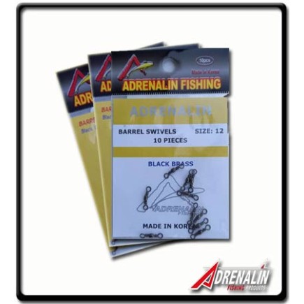 #12 - Black Brass Barrel Swivels - Adrenalin | 10Pk