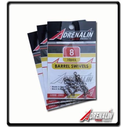 #8 - Black Brass Barrel Swivels - Adrenalin | 10Pk