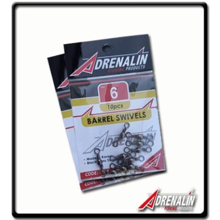 #6 - Black Brass Barrel Swivels - Adrenalin | 10Pk