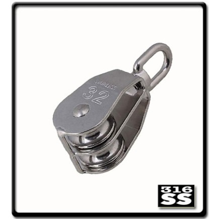 32mm - Stainless Steel Pulley - Double - 316SS | Block