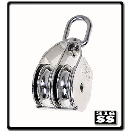 50mm - Stainless Steel Pulley - Double - 316SS | Block
