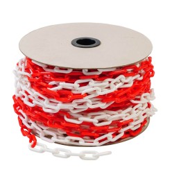 8mm - Plastic Chain - Red/White PVC - | 25m Reels  