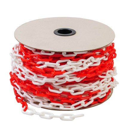 8mm - Plastic Chain - Red/White PVC - | 25m Reels  