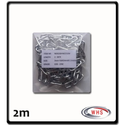 3mm - Hardware Chain - G30 Zinc | 2m - Prepack