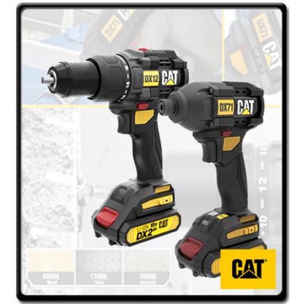 2in1 Combo Kit - Hammer Drill & Impact Driver - 2 X 2.0Ah Batteries with Charger -  18V | CAT