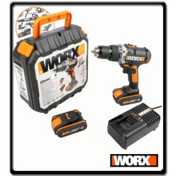 13mm Cordless Keyless Impact Drill Driver 20V - 2Pc x 2.0AH Battery with Standard Charger | Worx 
