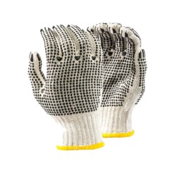 10g - PVC Dotted  - Cotton Gloves - Knitted Wrist | Livingstone