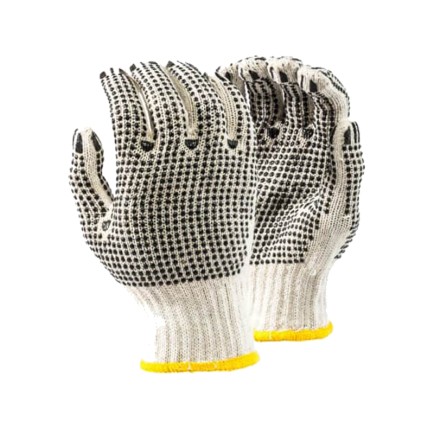 10g - PVC Dotted  - Cotton Gloves - Knitted Wrist | Livingstone