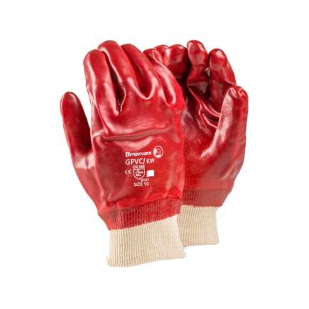 PVC Red Standard Glove - Knitted Wrist | Livingstone