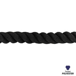 38mm X 12m - Polyester Battle Rope - Synthetic Black | Exercise Rope