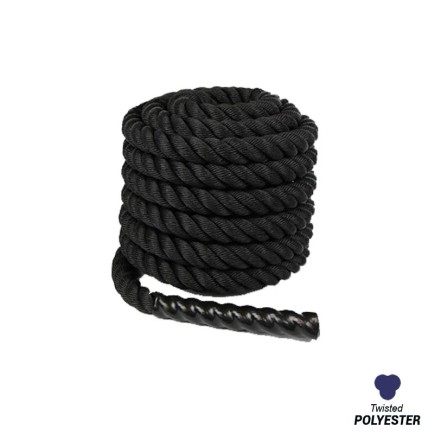 38mm X 15m - Polyester Battle Rope - Synthetic Black | Exercise Rope
