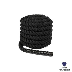50mm X 15m - Polyester Battle Rope - Synthetic Black | Exercise Rope