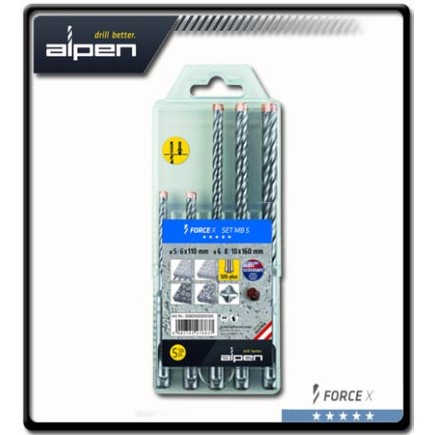 5 Pcs - SDS-Plus Hammer Drill Bit Set | Force X