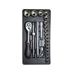 22 Piece 1/2 inch Dr Socket Wrench Tray Set  | Fixman