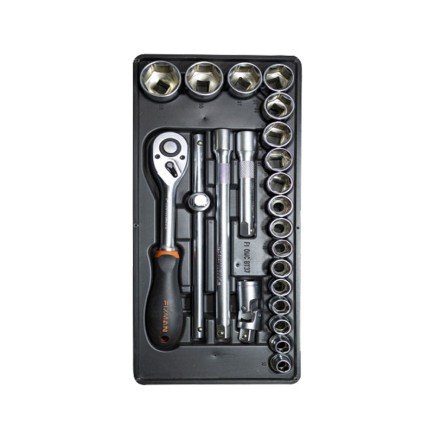 22 Piece 1/2 inch Dr Socket Wrench Tray Set  | Fixman