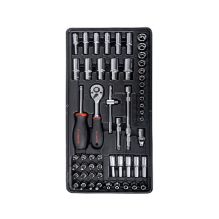 56Pc - Socket wrench set with ¼" accessories| Fixman