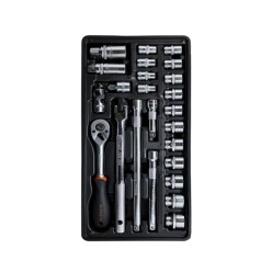 24 Piece 3/8 inch drive Socket Wrench Tray Set  | Fixman