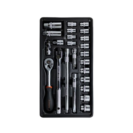 24 Piece 3/8 inch drive Socket Wrench Tray Set  | Fixman