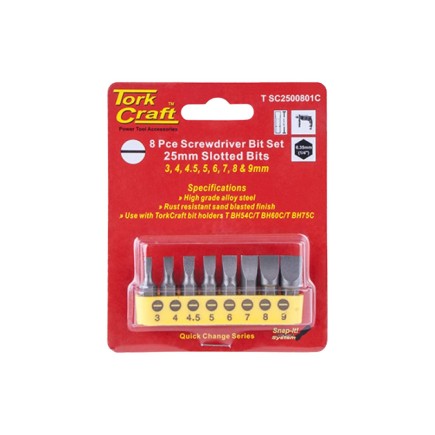 8 Piece Slotted Screwdriver Bit Set | 3mm-9mm