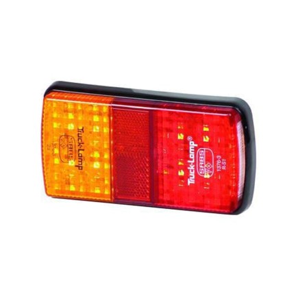 170x80x33mm - 40 Square Red & 40 Amber LED with Red Dot lens and Reflector inside -  Flush Mount | Trucklamps