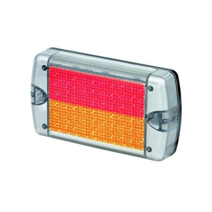 178x99x35mm - 30 Amber & 30 Square Red LED with Clear Dot lens and Reflector inside -  Flush Mount | Trucklamps