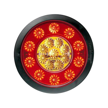 4" - 12 Red And 11 Amber LED With Clear Lens - Rubber Gasket | Trucklamps