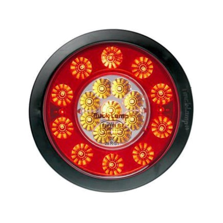 4" - 12 Red And 11 Amber LED With Clear Lens - Plastic Flange | Trucklamps