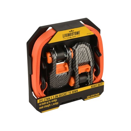 27mm x 3.0m - Heavy Duty Tie Down  Xstrap Set - 2Pk | Livingstone 
