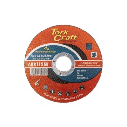 115 x 1.0 x 22.2mm - Cutting Steel Disc - 4x More Performance | Torkcraft 
